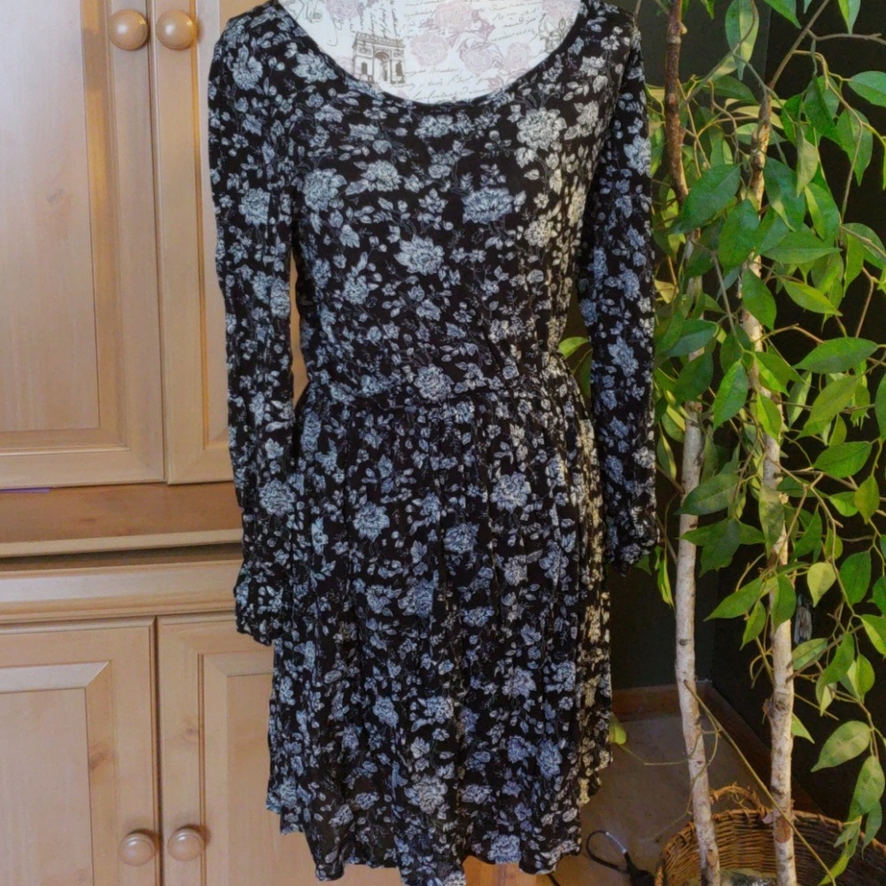 Black and white floral dress